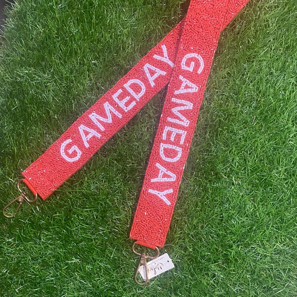 BRAND NEW WITH TAGS Beaded GAMEDAY Purse Strap – Brick Red Bling